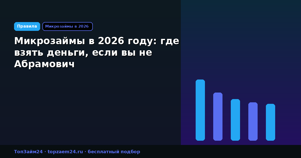 Микрозаймы в 2026 году: где взять деньги, если вы не Абрамович