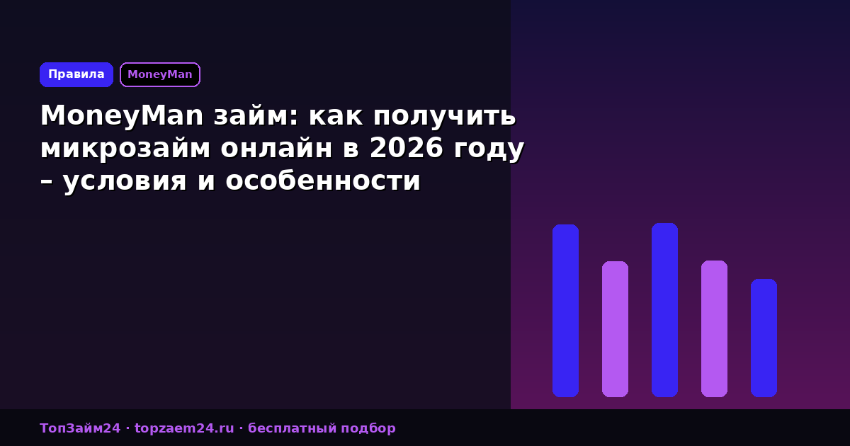 MoneyMan займ: как получить микрозайм онлайн в 2026 году – условия и особенности