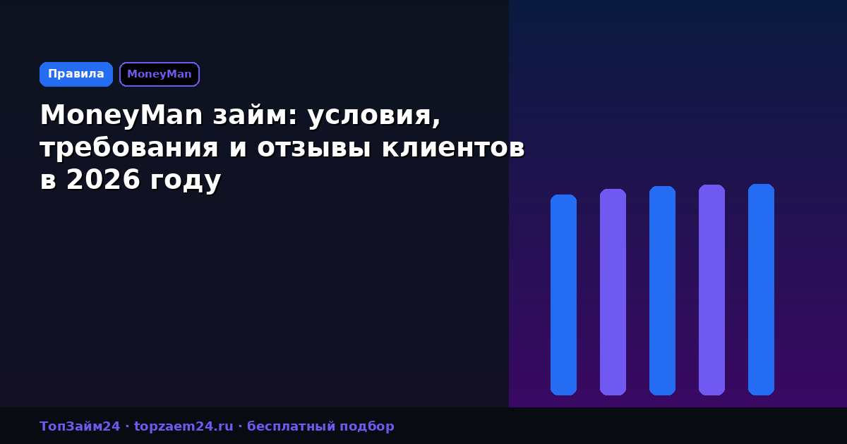 MoneyMan займ: условия, требования и отзывы клиентов в 2026 году