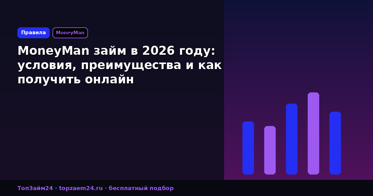 MoneyMan займ в 2026 году: условия, преимущества и как получить онлайн