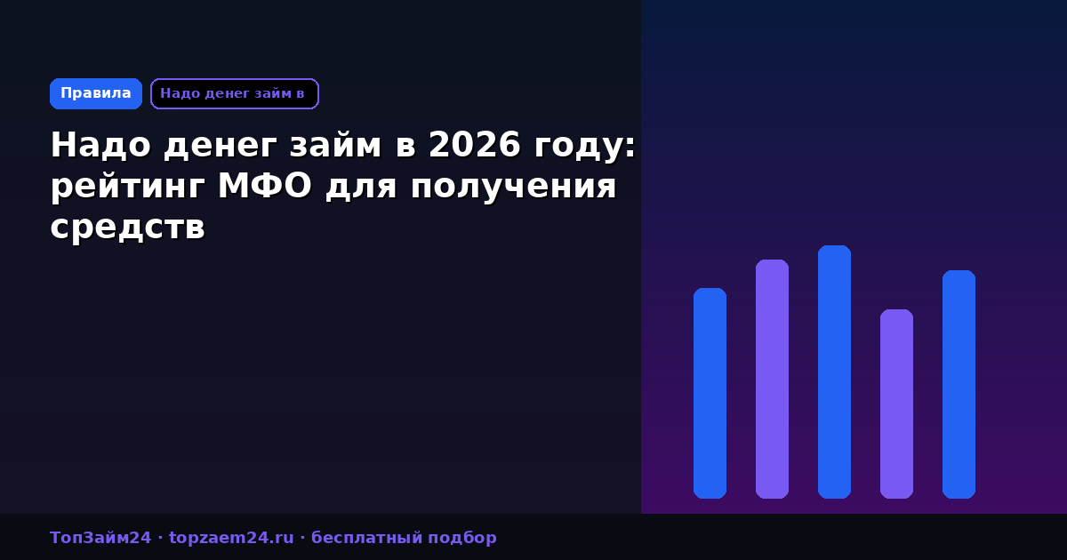 Надо денег займ в 2026 году: рейтинг МФО для получения средств