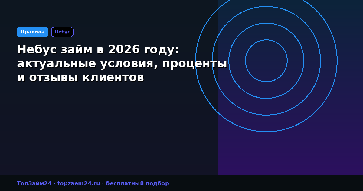Небус займ в 2026 году: актуальные условия, проценты и отзывы клиентов