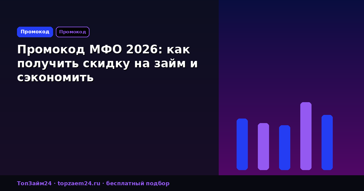 Промокод МФО 2026: как получить скидку на займ и сэкономить