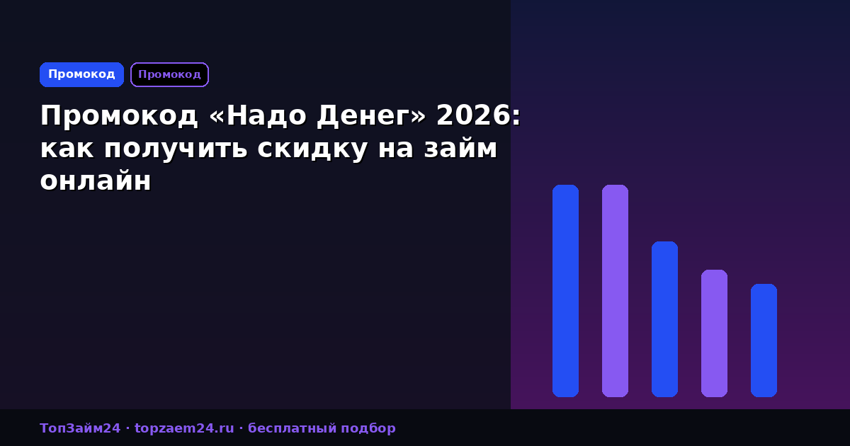 Промокод «Надо Денег» 2026: как получить скидку на займ онлайн