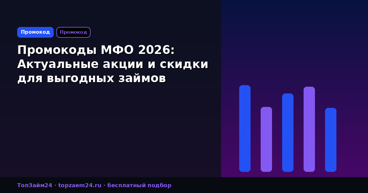 Промокоды МФО 2026: Актуальные акции и скидки для выгодных займов
