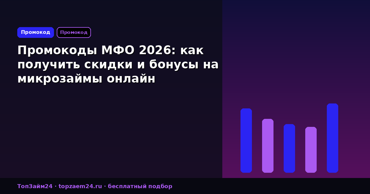 Промокоды МФО 2026: как получить скидки и бонусы на микрозаймы онлайн