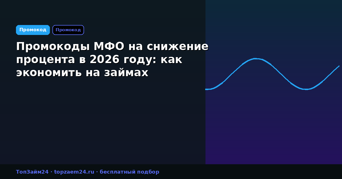 Промокоды МФО на снижение процента в 2026 году: как экономить на займах