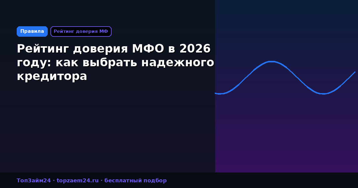 Рейтинг доверия МФО в 2026 году: как выбрать надежного кредитора