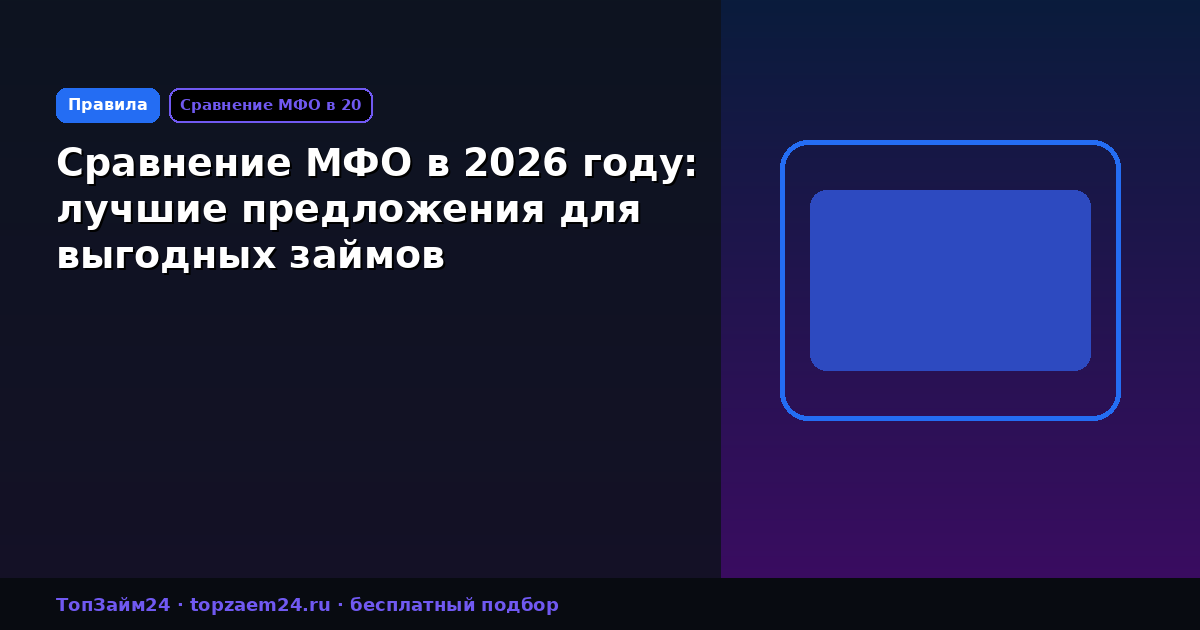 Сравнение МФО в 2026 году: лучшие предложения для выгодных займов