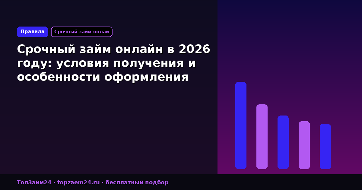 Срочный займ онлайн в 2026 году: условия получения и особенности оформления
