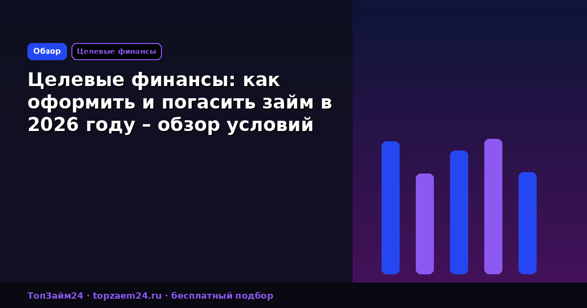 Целевые финансы: как оформить и погасить займ в 2026 году – обзор условий