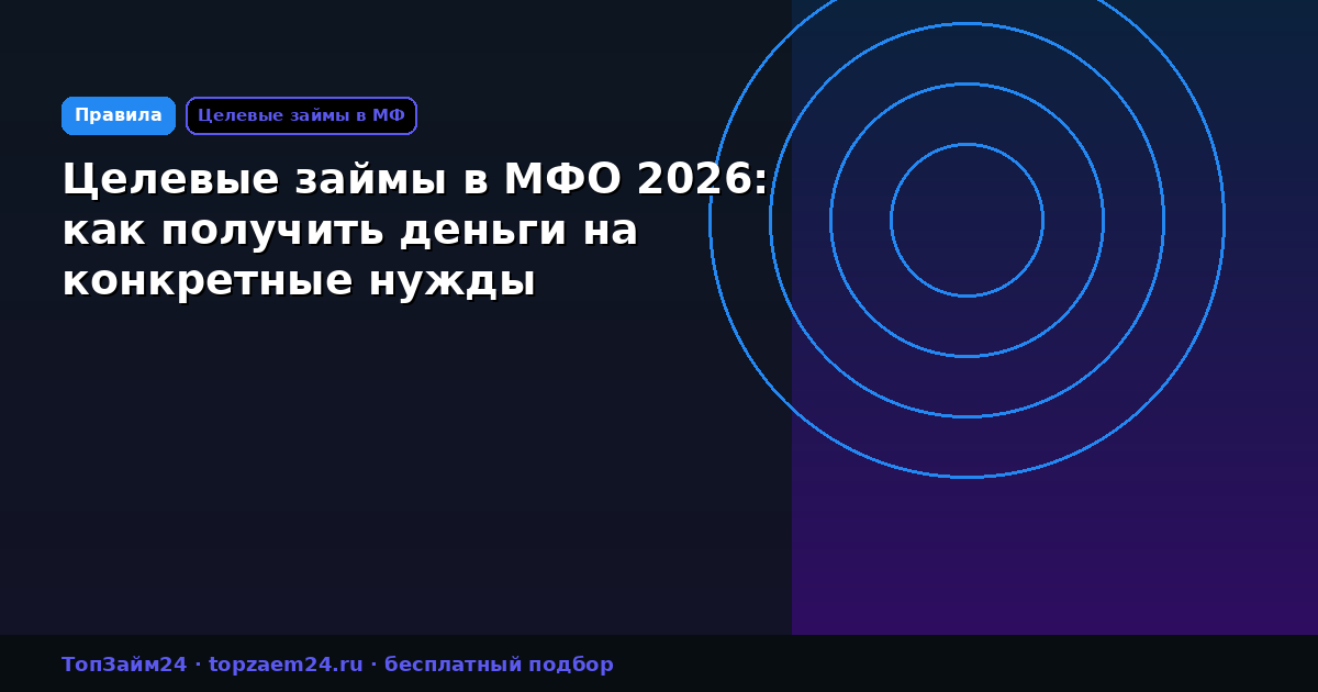 Целевые займы в МФО 2026: как получить деньги на конкретные нужды
