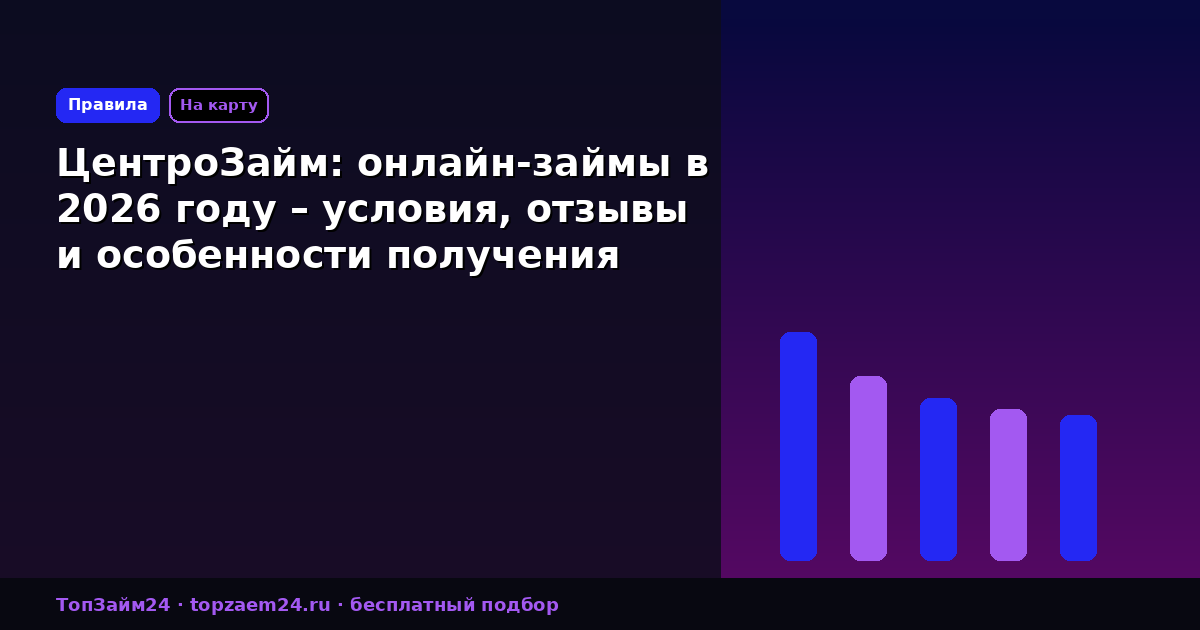 ЦентроЗайм: онлайн-займы в 2026 году – условия, отзывы и особенности получения