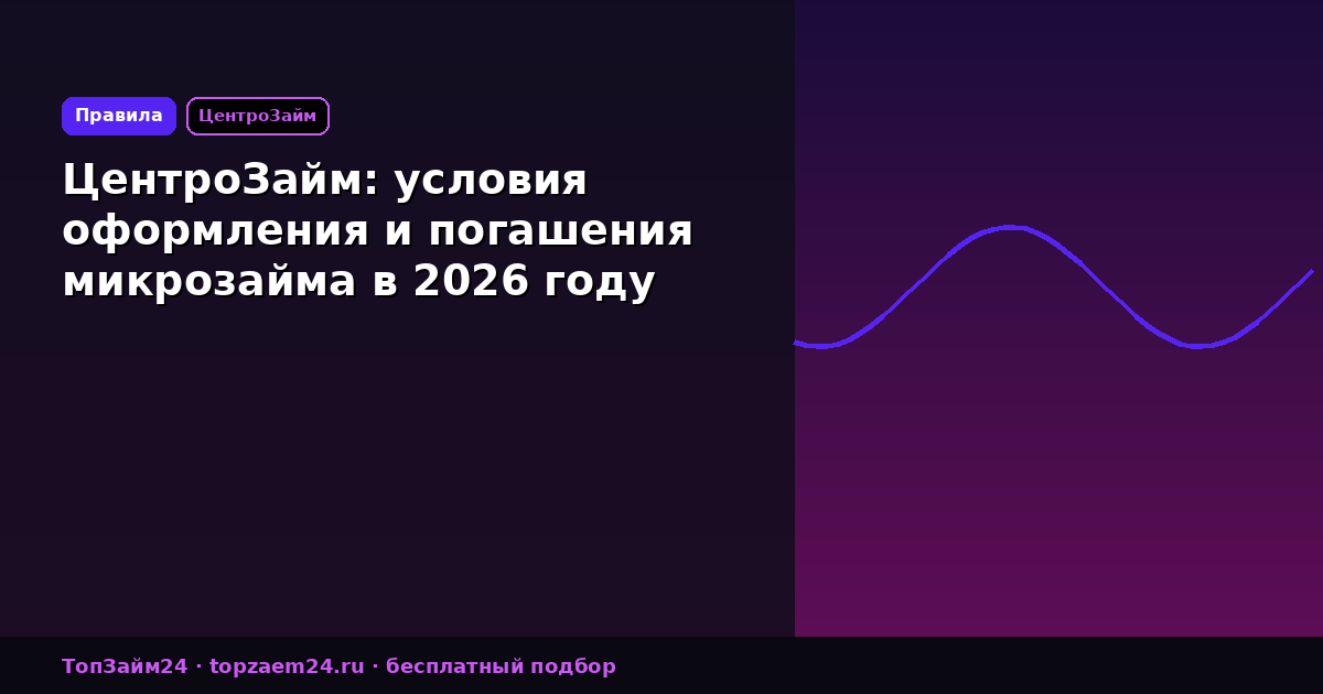 ЦентроЗайм: условия оформления и погашения микрозайма в 2026 году