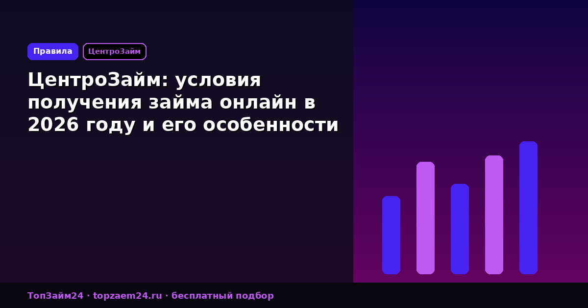 ЦентроЗайм: условия получения займа онлайн в 2026 году и его особенности