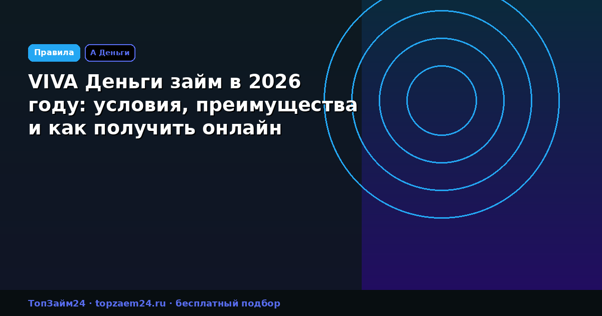 VIVA Деньги займ в 2026 году: условия, преимущества и как получить онлайн