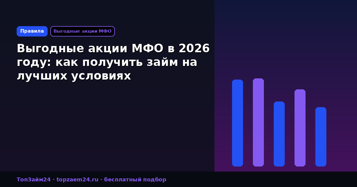 Выгодные акции МФО в 2026 году: как получить займ на лучших условиях
