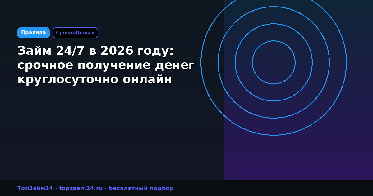 Займ 24/7 в 2026 году: срочное получение денег круглосуточно онлайн
