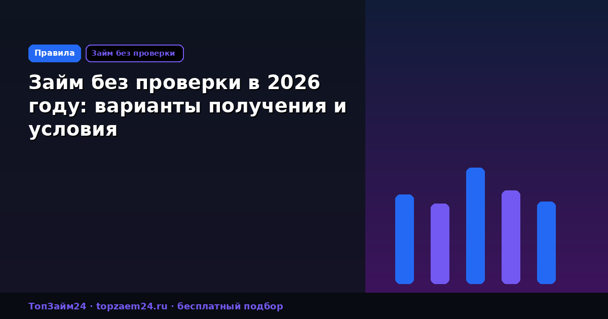 Займ без проверки в 2026 году: варианты получения и условия
