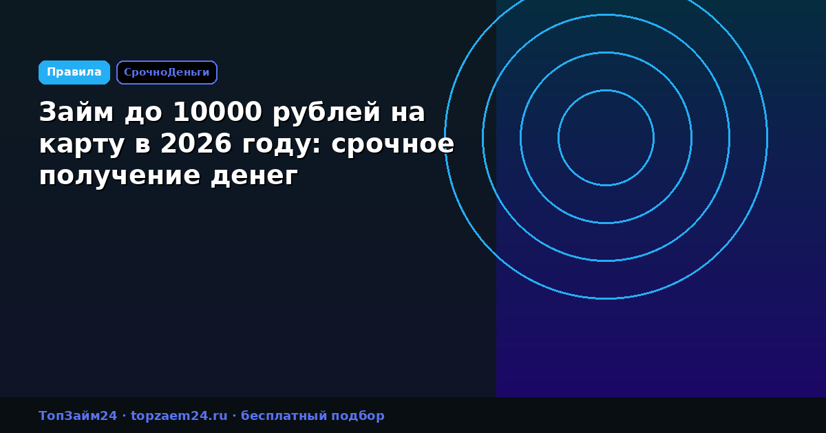 Займ до 10000 рублей на карту в 2026 году: срочное получение денег
