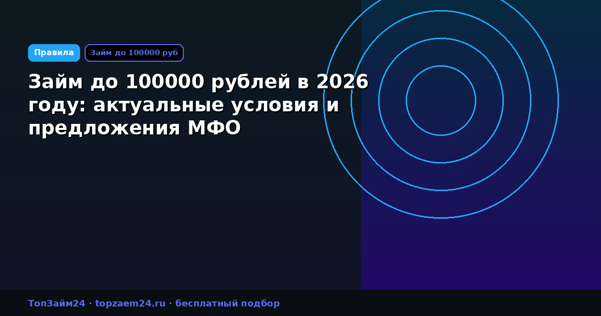 Займ до 100000 рублей в 2026 году: актуальные условия и предложения МФО