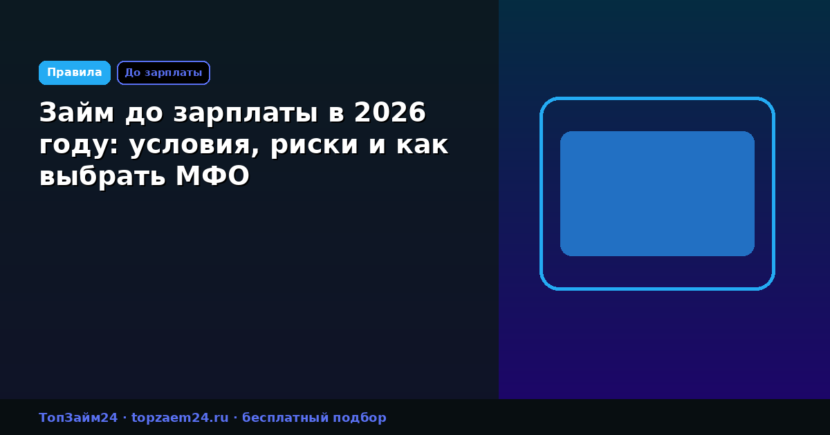 Займ до зарплаты в 2026 году: условия, риски и как выбрать МФО