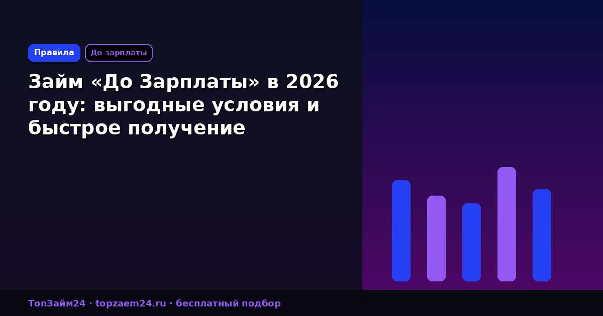 Займ «До Зарплаты» в 2026 году: выгодные условия и быстрое получение