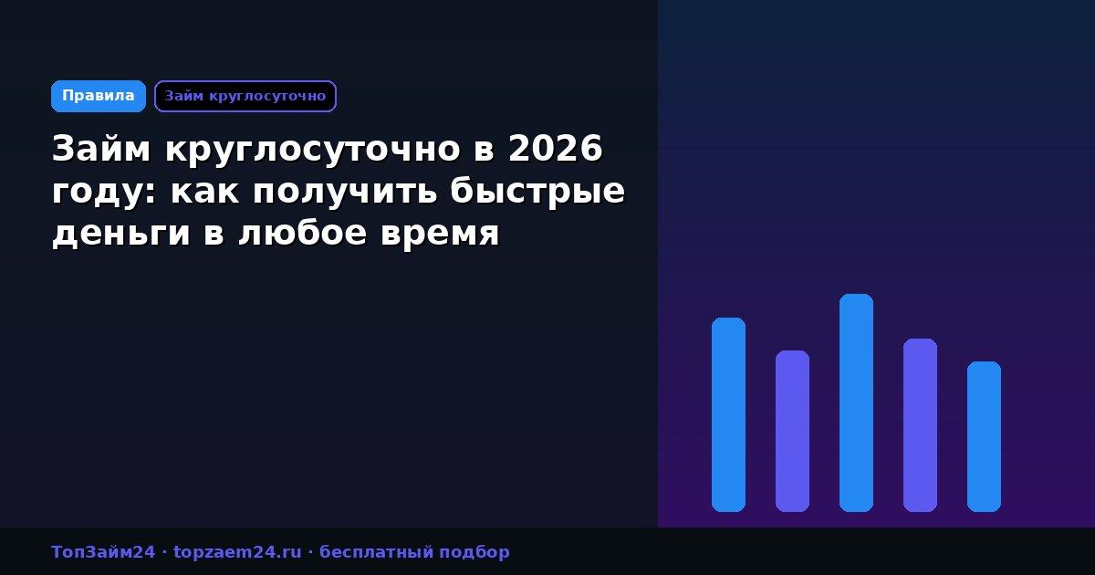 Займ круглосуточно в 2026 году: как получить быстрые деньги в любое время