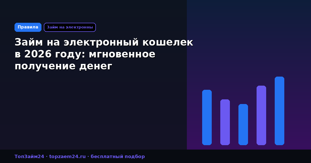 Займ на электронный кошелек в 2026 году: мгновенное получение денег