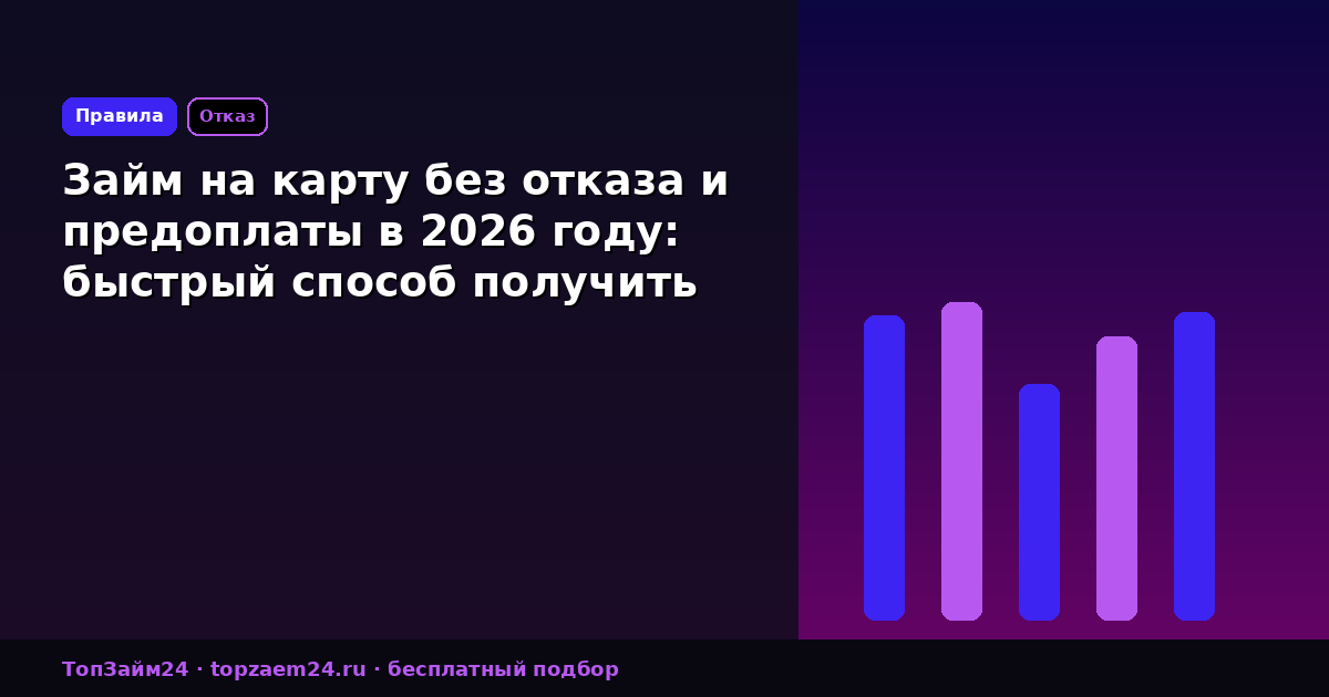 Займ на карту без отказа и предоплаты в 2026 году: быстрый способ получить деньги