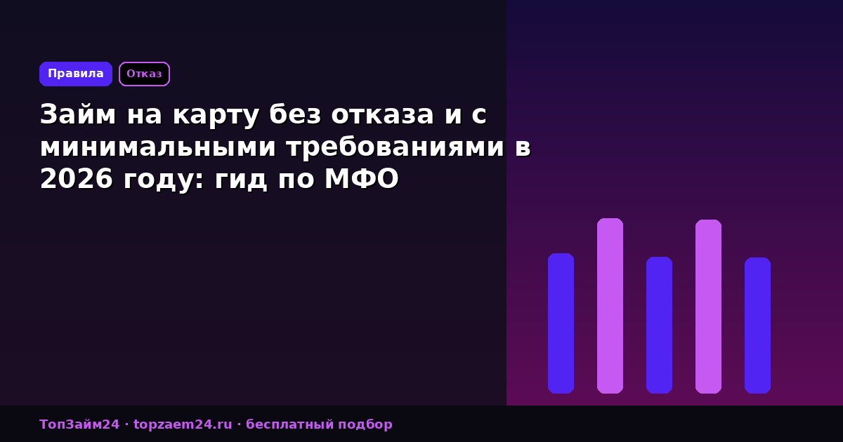 Займ на карту без отказа и с минимальными требованиями в 2026 году: гид по МФО