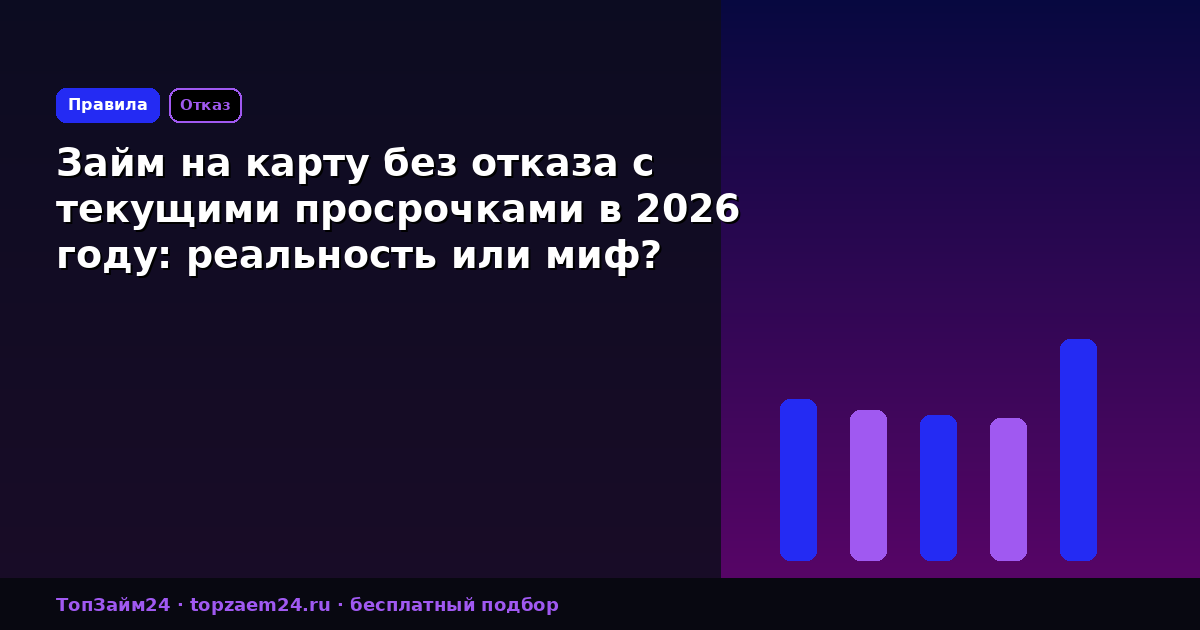 Займ на карту без отказа с текущими просрочками в 2026 году: реальность или миф?