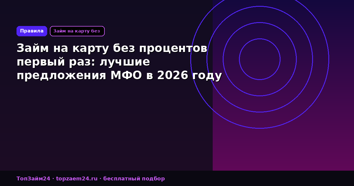 Займ на карту без процентов первый раз: лучшие предложения МФО в 2026 году