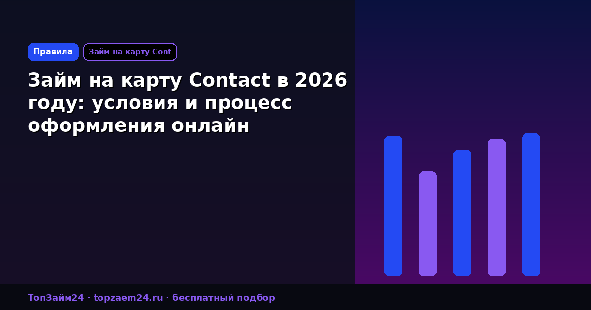 Займ на карту Contact в 2026 году: условия и процесс оформления онлайн