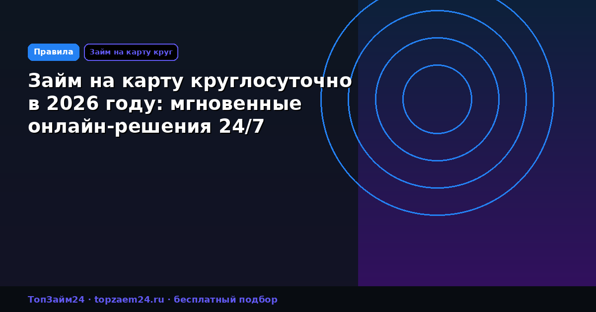 Займ на карту круглосуточно в 2026 году: мгновенные онлайн-решения 24/7