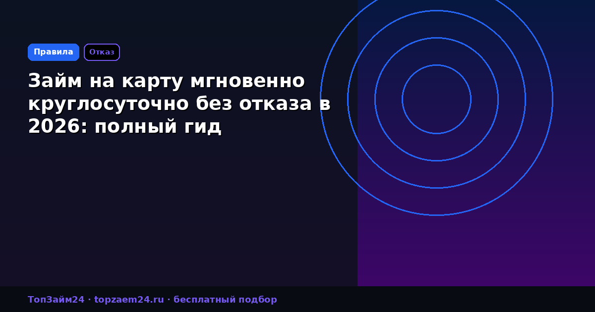 Займ на карту мгновенно круглосуточно без отказа в 2026: полный гид