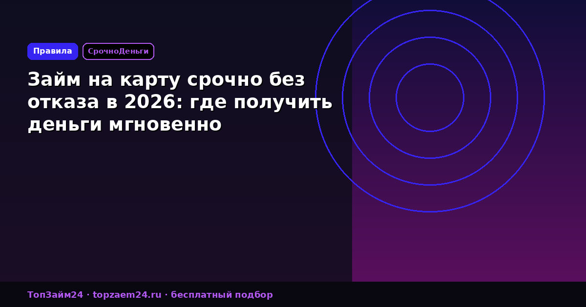 Займ на карту срочно без отказа в 2026: где получить деньги мгновенно
