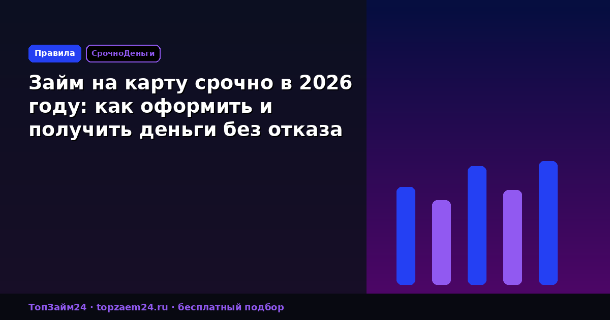 Займ на карту срочно в 2026 году: как оформить и получить деньги без отказа