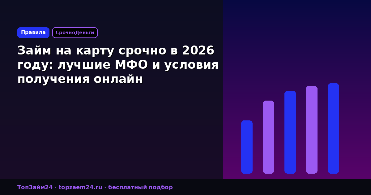 Займ на карту срочно в 2026 году: лучшие МФО и условия получения онлайн