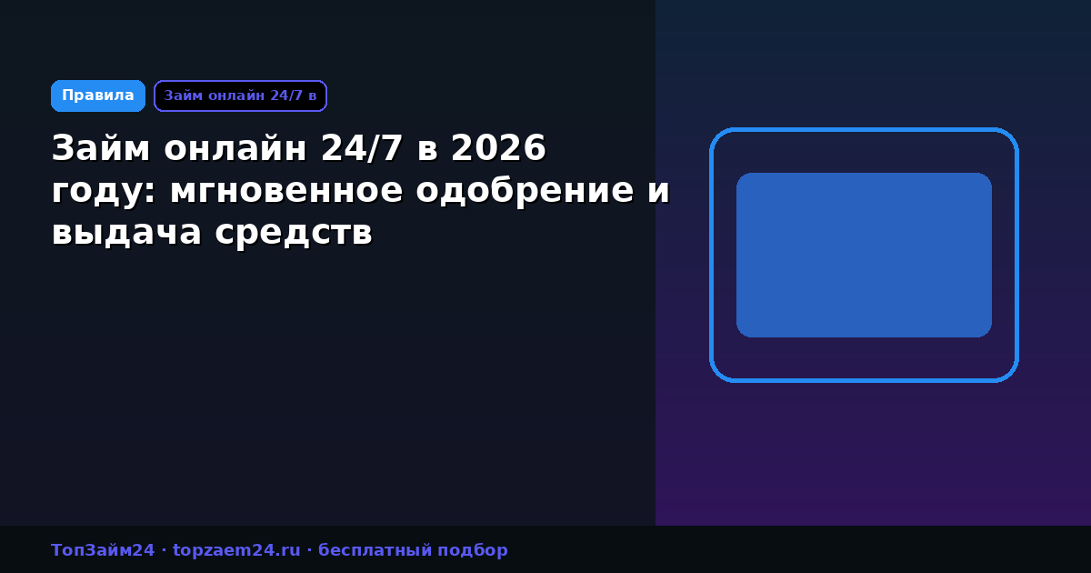 Займ онлайн 24/7 в 2026 году: мгновенное одобрение и выдача средств