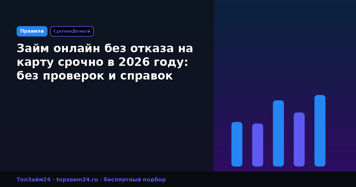 Займ онлайн без отказа на карту срочно в 2026 году: без проверок и справок