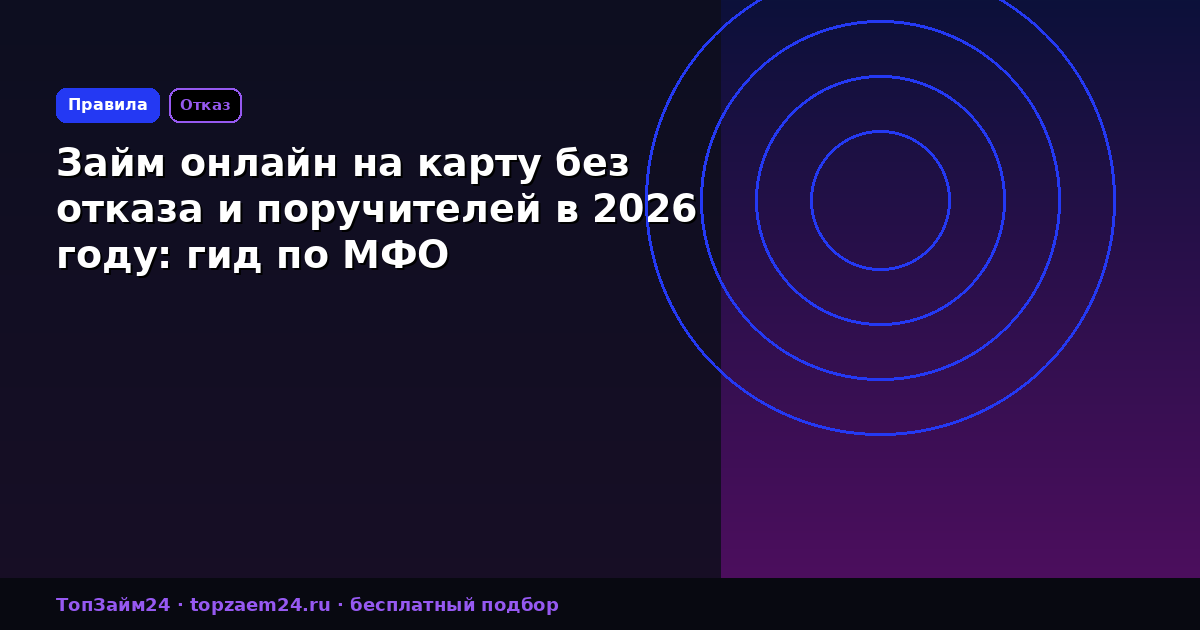 Займ онлайн на карту без отказа и поручителей в 2026 году: гид по МФО