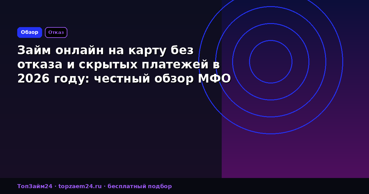 Займ онлайн на карту без отказа и скрытых платежей в 2026 году: честный обзор МФО