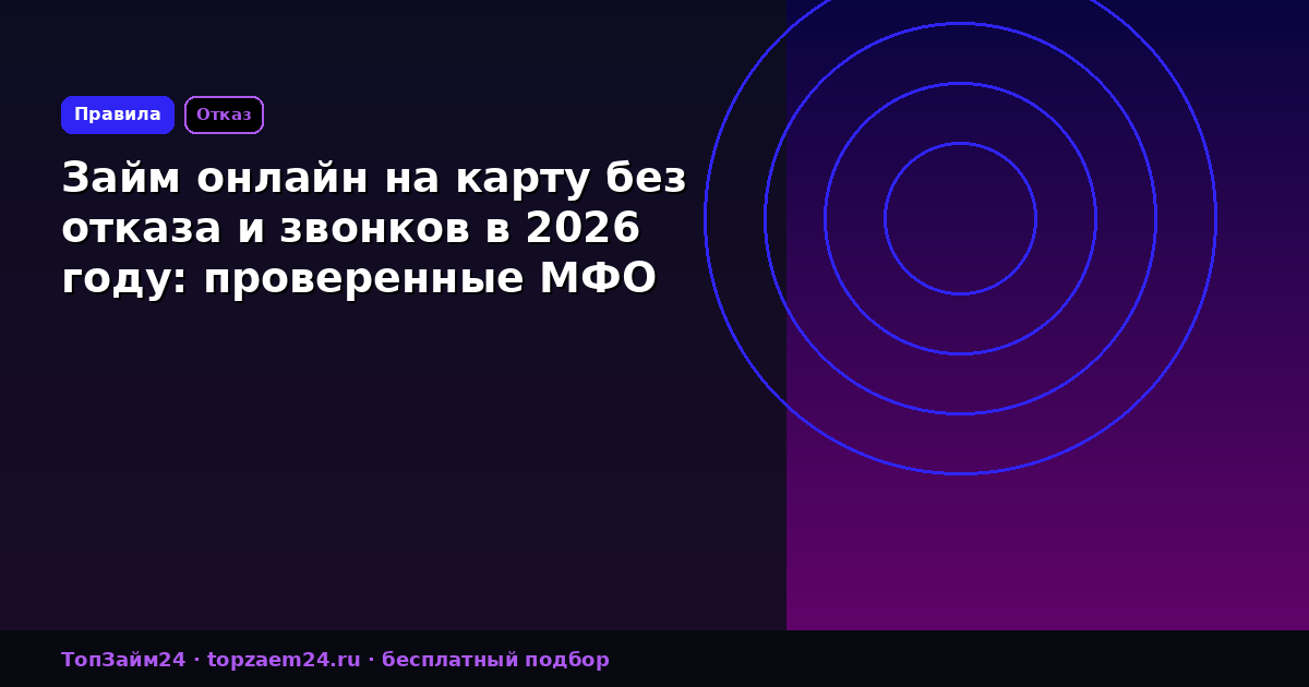 Займ онлайн на карту без отказа и звонков в 2026 году: проверенные МФО