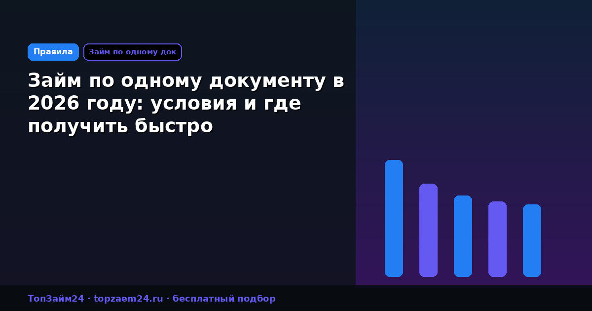 Займ по одному документу в 2026 году: условия и где получить быстро