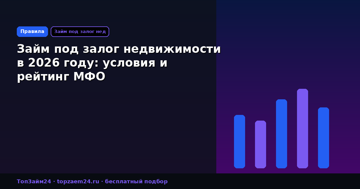 Займ под залог недвижимости в 2026 году: условия и рейтинг МФО