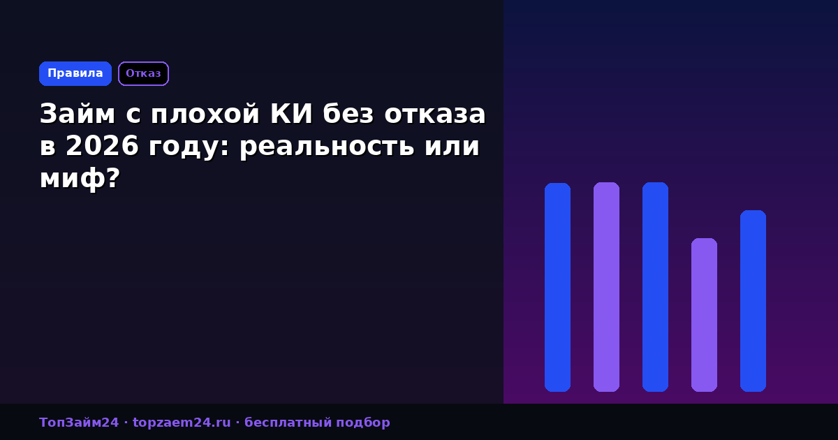 Займ с плохой КИ без отказа в 2026 году: реальность или миф?