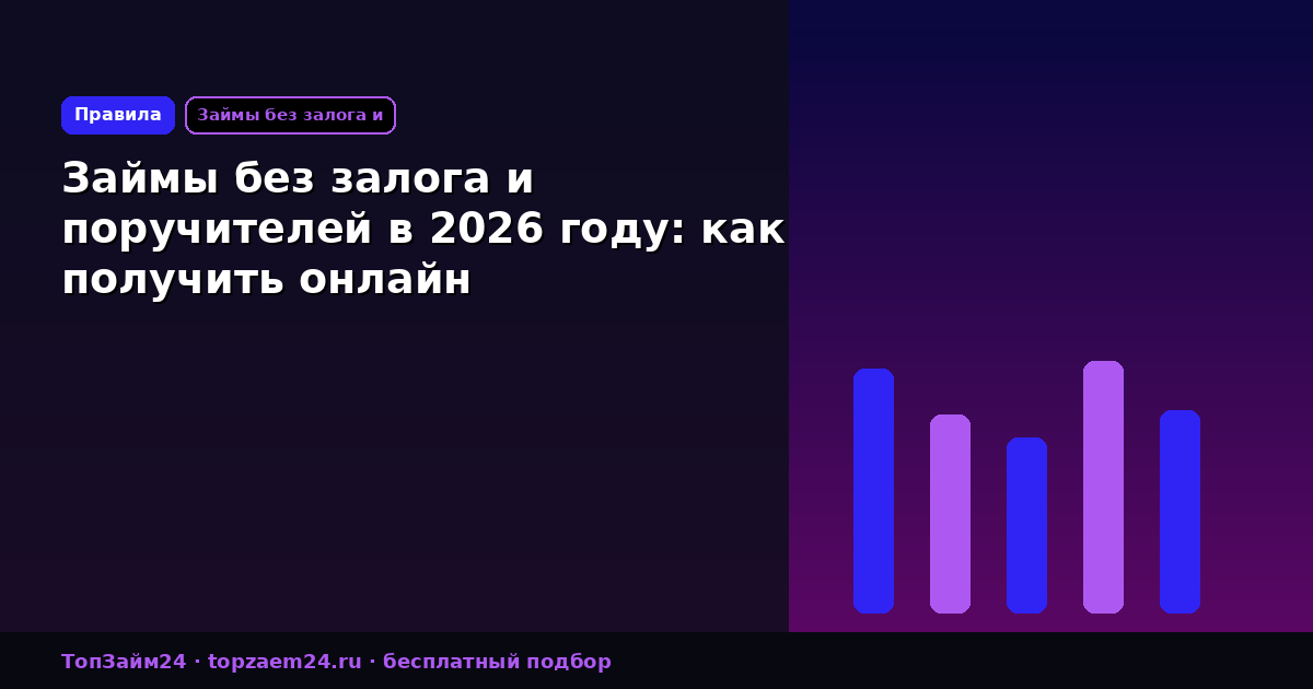 Займы без залога и поручителей в 2026 году: как получить онлайн