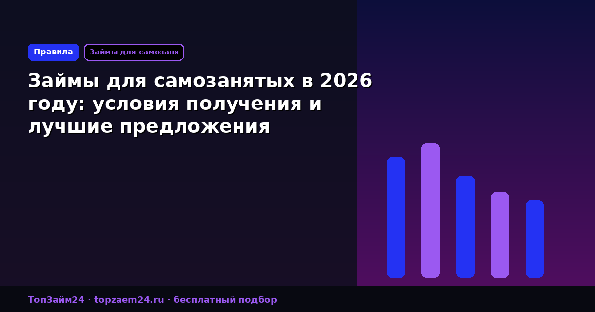 Займы для самозанятых в 2026 году: условия получения и лучшие предложения