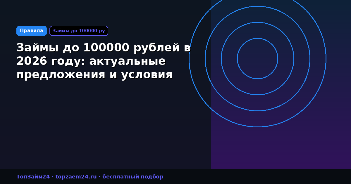 Займы до 100000 рублей в 2026 году: актуальные предложения и условия